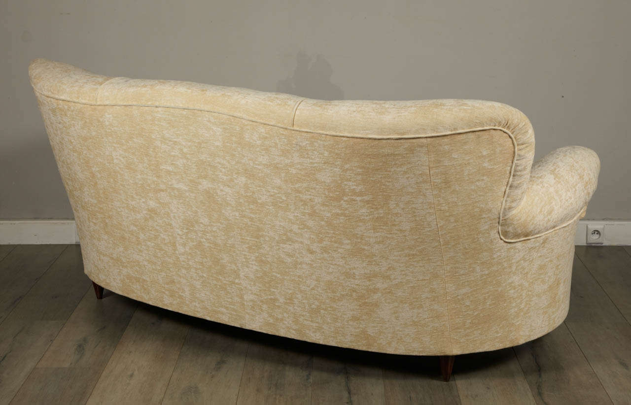 Fabric 1950s Italian Curved Sofa Settee For Sale